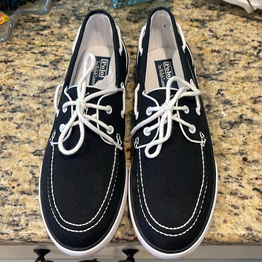 Polo Ralph Lauren Men’s Blue Lander Canvas Boat Shoes